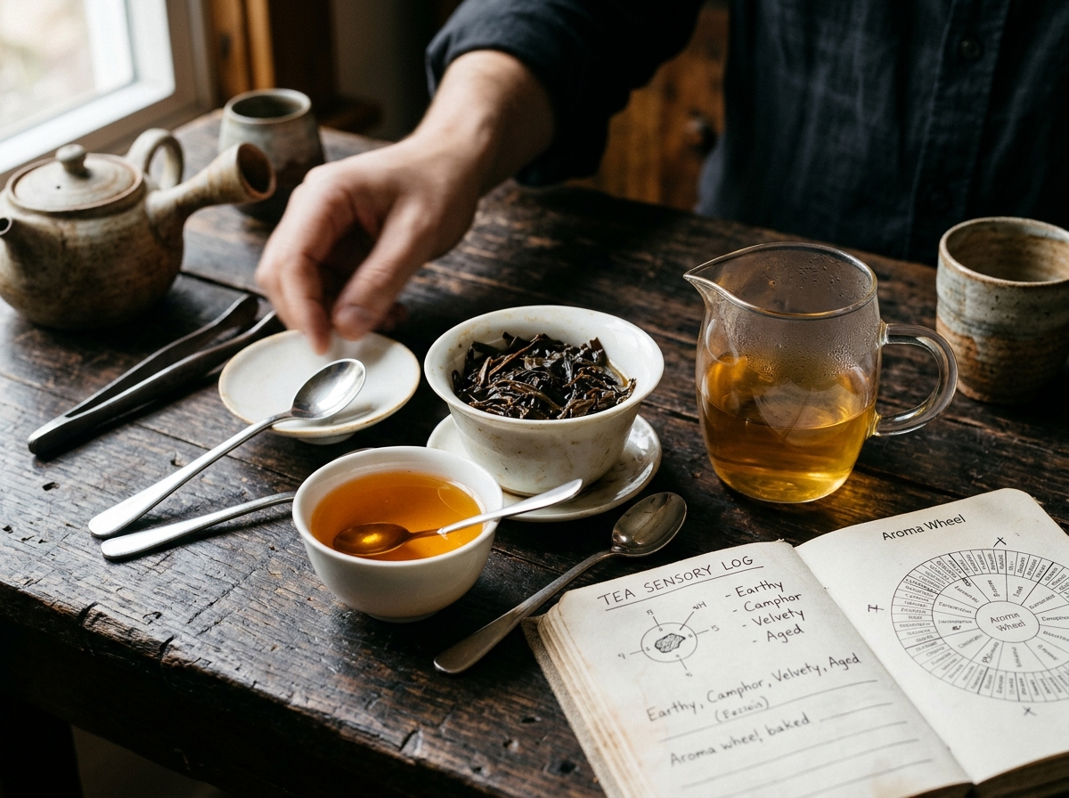 Sensorische Verkostung mit Gaiwan und Aromarad